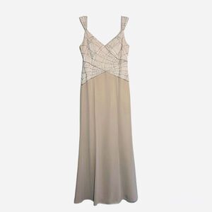 Montage by Mon Cheri Gown Dress Sequin on Top Champagne Taupe Size 8
